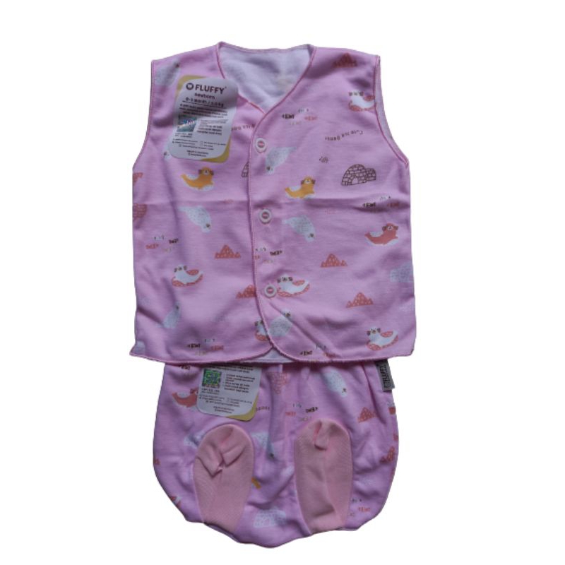 Fluffy Setelan Kutung  Celana Pop Motif /Baju Bayi