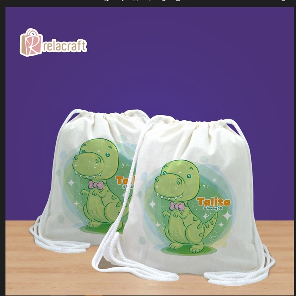 TAS DINO/TAS SOUVENIR/TAS BAHAN BLACU/ TEMA DINO HIJAU/ DINOSAURUS