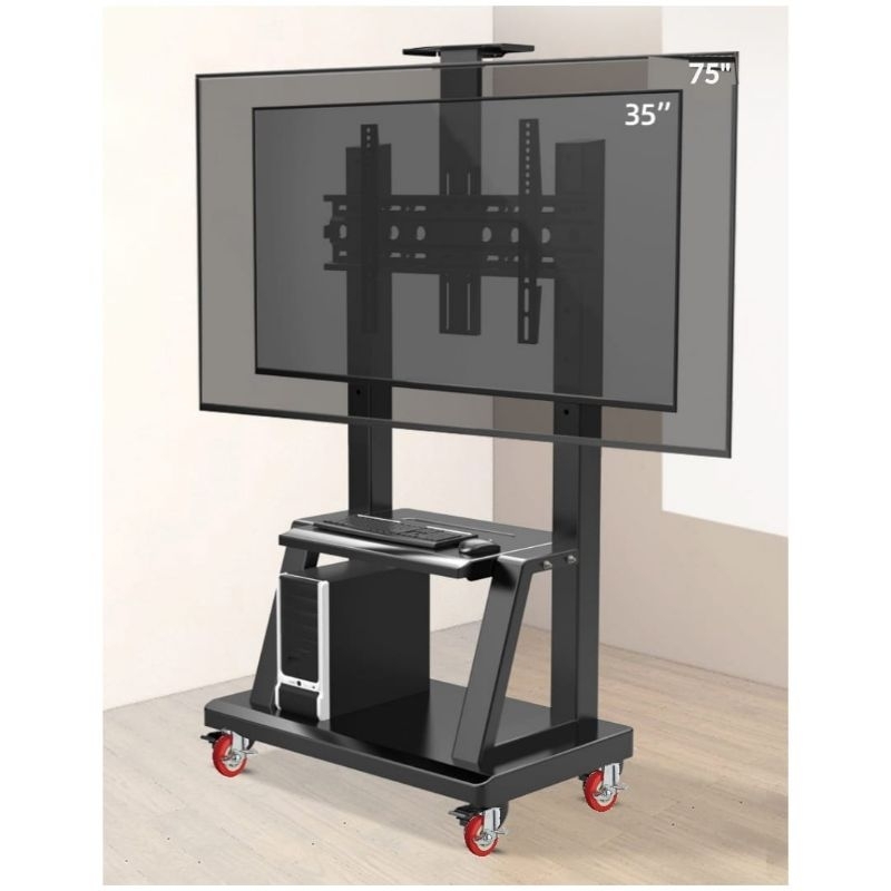 Bracket standing roda LED TV 32&quot;-65&quot; up to 75&quot; + Tray, buatan anak bangsa Tebal Kuat