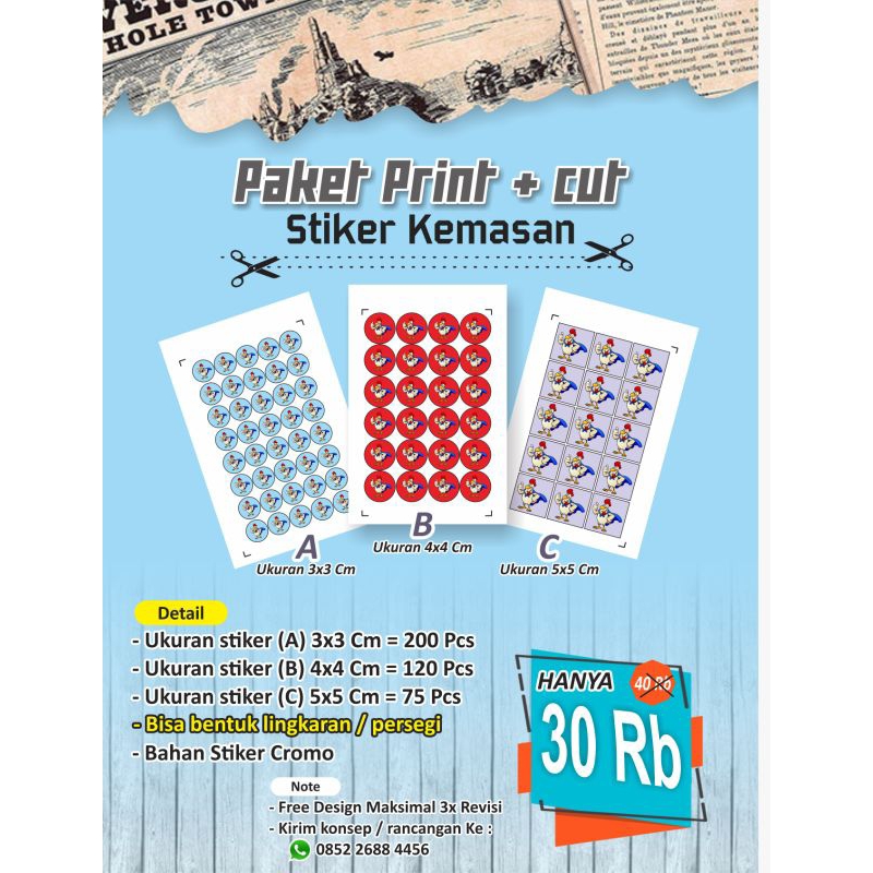 

Paket Print + Cutting - Stiker Kemasan - Stiker Cutting