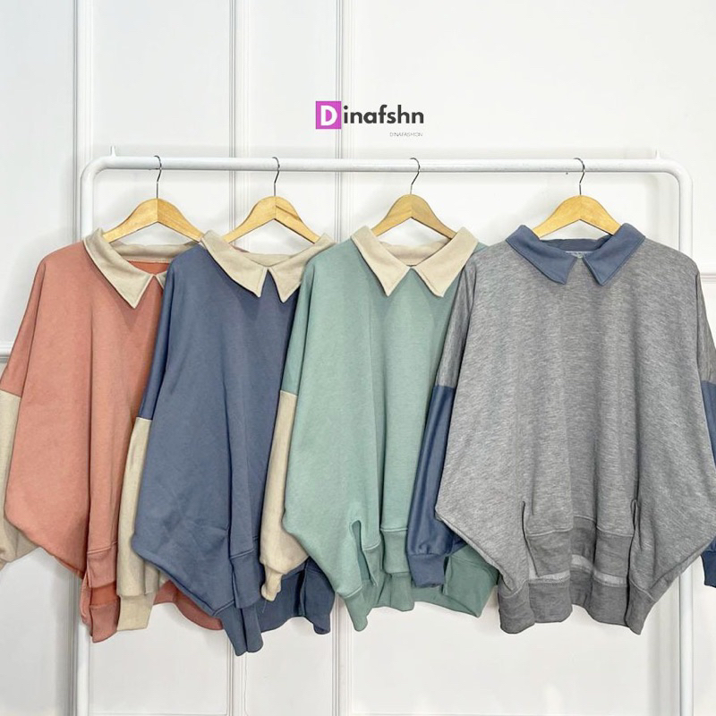 SWEATER BERKERAH OVERSIZE XXXL TWOCOLOUR SWEATER BELAH PINGGIR OVERSIZE WANITA