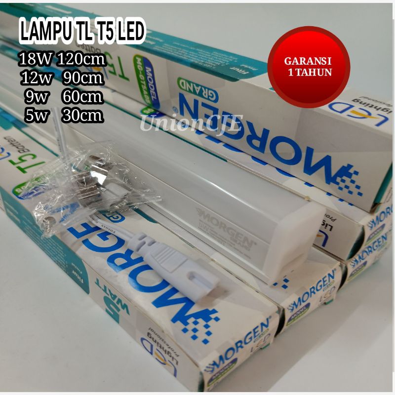 Lampu TL T5 LED 9W 9 Watt Set Komplit AC220V MORGEN