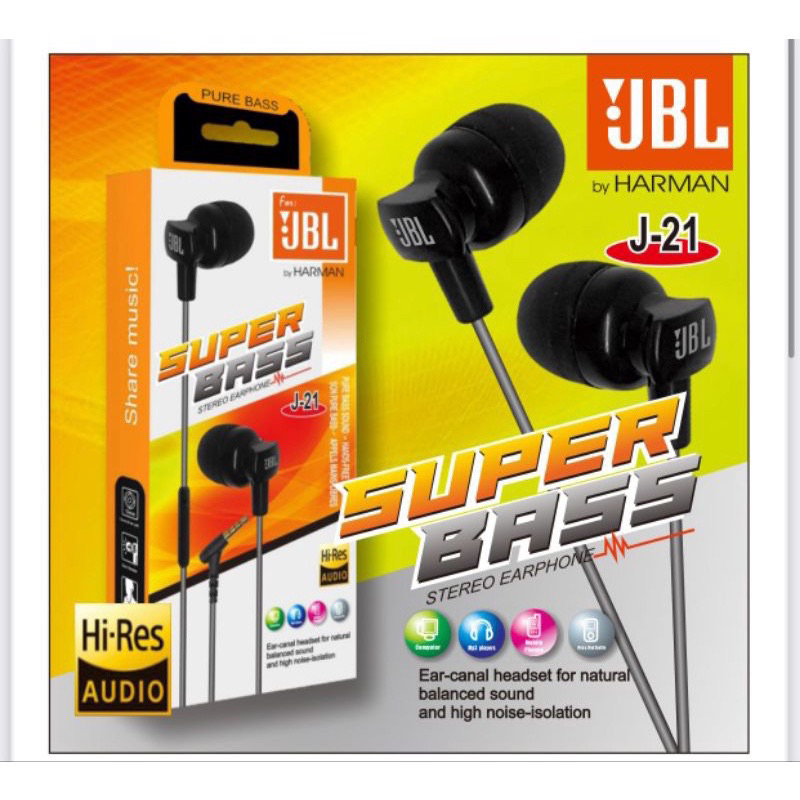 HEADSET JBL J21 SUPER BASS PREMIUM IMPORT HF / EARPHONE JBL J-21 XTRA BASS