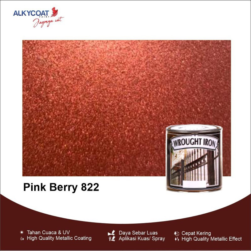 CAT BESI TEMPA WROUGHT IRON / Cat Besi / Cat Pagar Besi Wrought Iron 0.9 Liter - (Pink Berry 822)