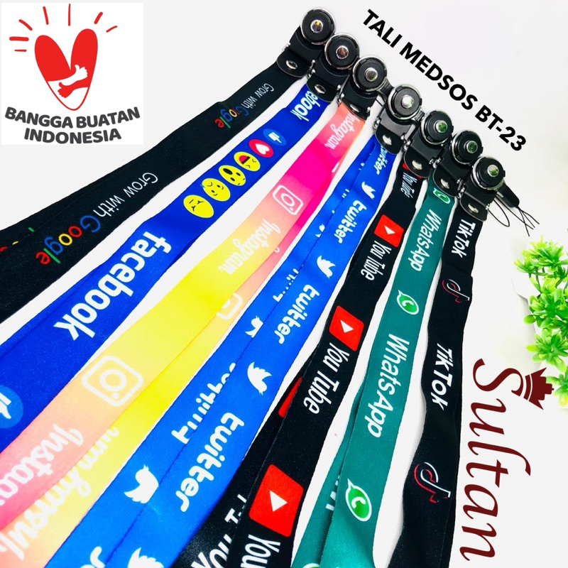 Grosir Tali Gantungan HP panjang 45cm MEDSOS / Tali Lanyard MEDIA SOSIAL Leher panjang case handphone UNTUK SEMUA HP / ID CARD / KUNCI SOSMED BY SMOLL