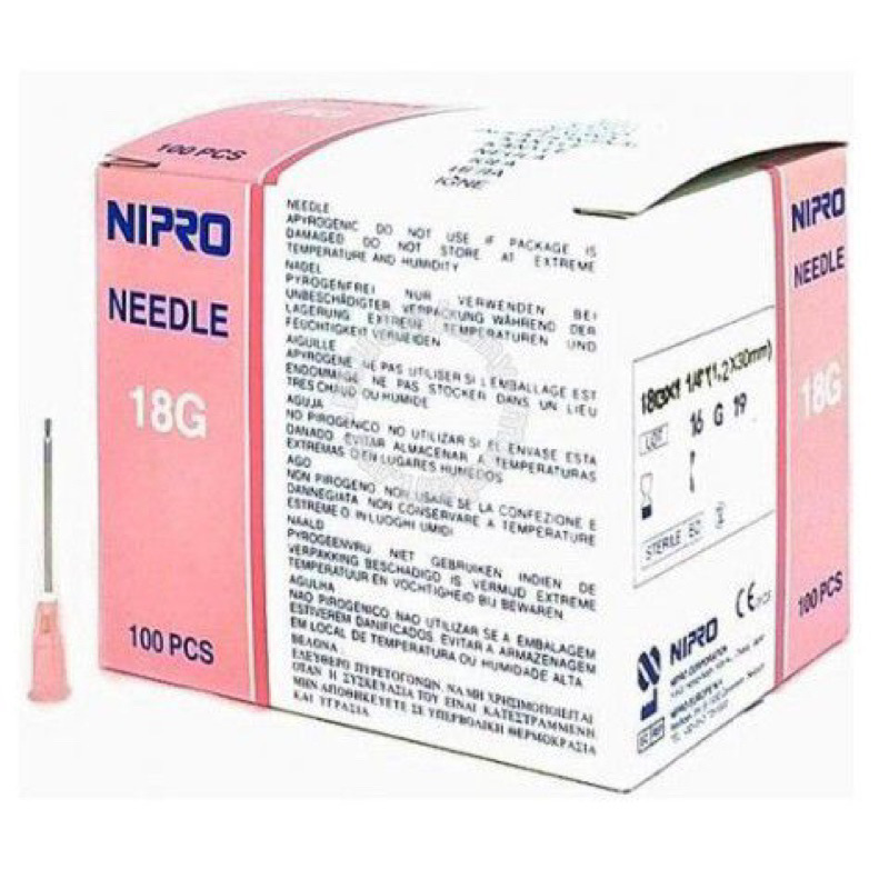 NIPRO NEEDLE 18g (1,5 inch) 100pcs/box exp 2028