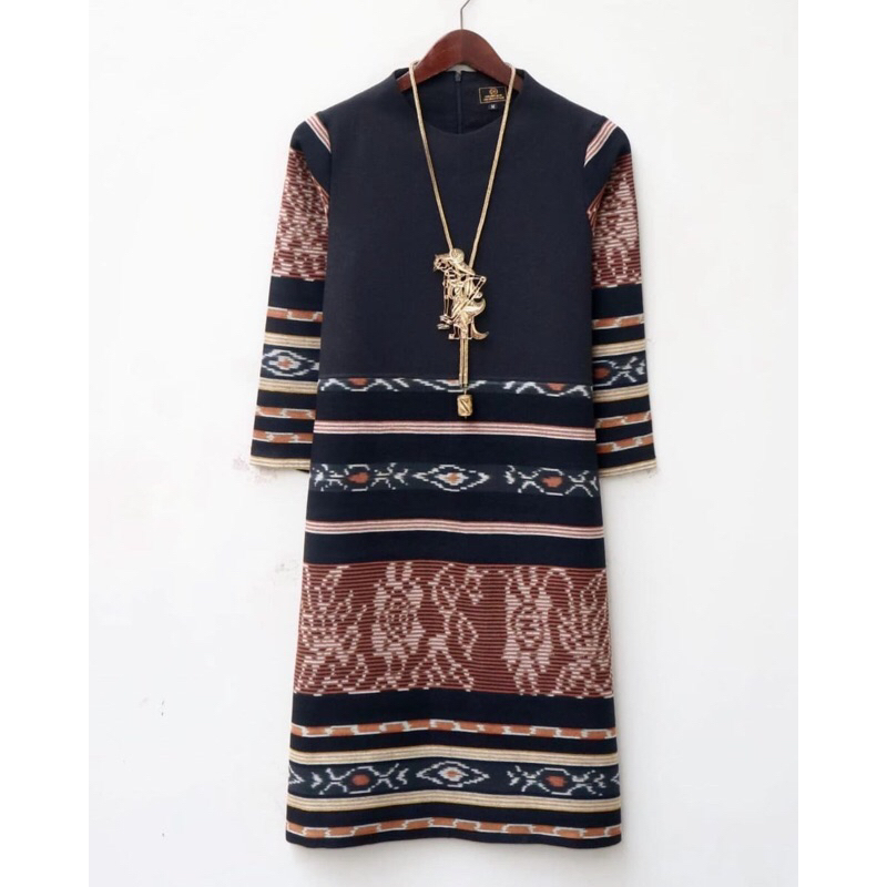 Tunik tenun Wanita bunga fashion wanita baju tenun jepara terusan wanita tunik jumbo ethnik tunik mu