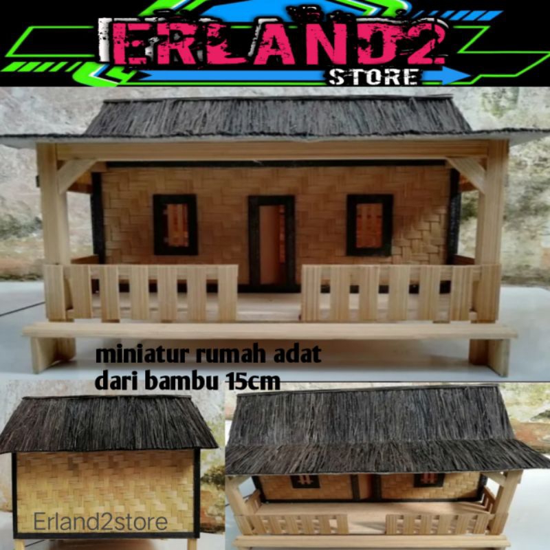 miniatur rumah adat unik dari bambu