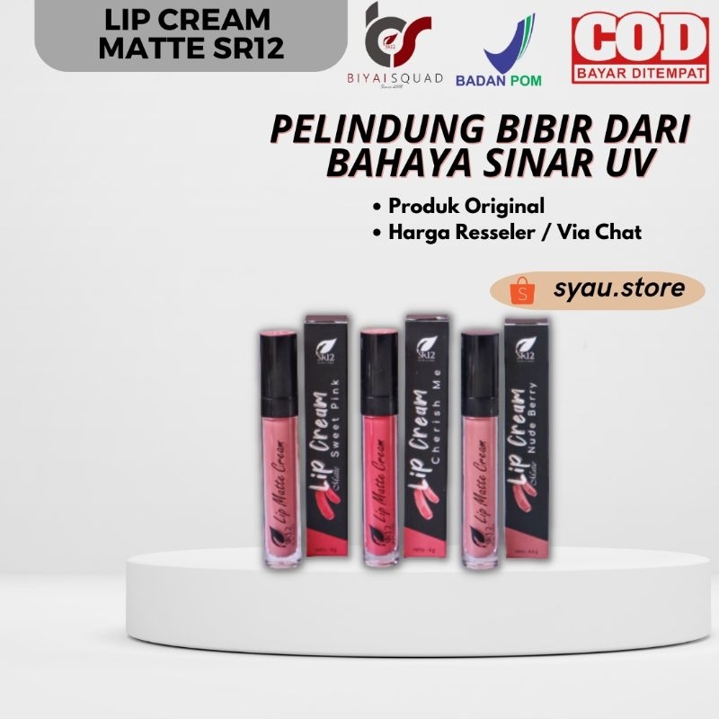 SR12 LIP MATTE CREAM BPOM / LIPSTIK MATTE MAKE UP / BEBAS PARABEN TAHAN LAMA &amp; RINGAN