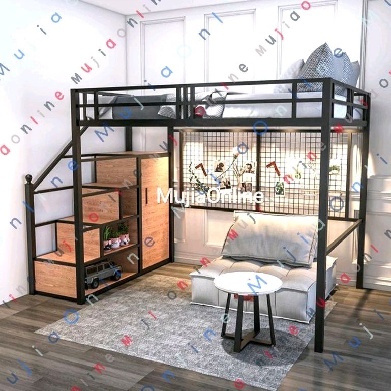 Promo.. Mezzanine Besi Ranjang Bawah Lemari Susun Rak Tingkat Atas Mewah Minimalis