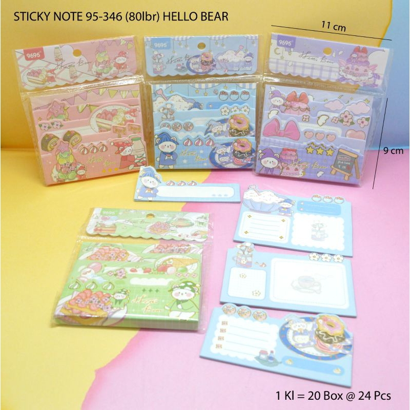 

Sticky Note/ sticky notes/ memo pad/ sticky serba guna/sticky hello bear/UK 9x11cm 80lembar