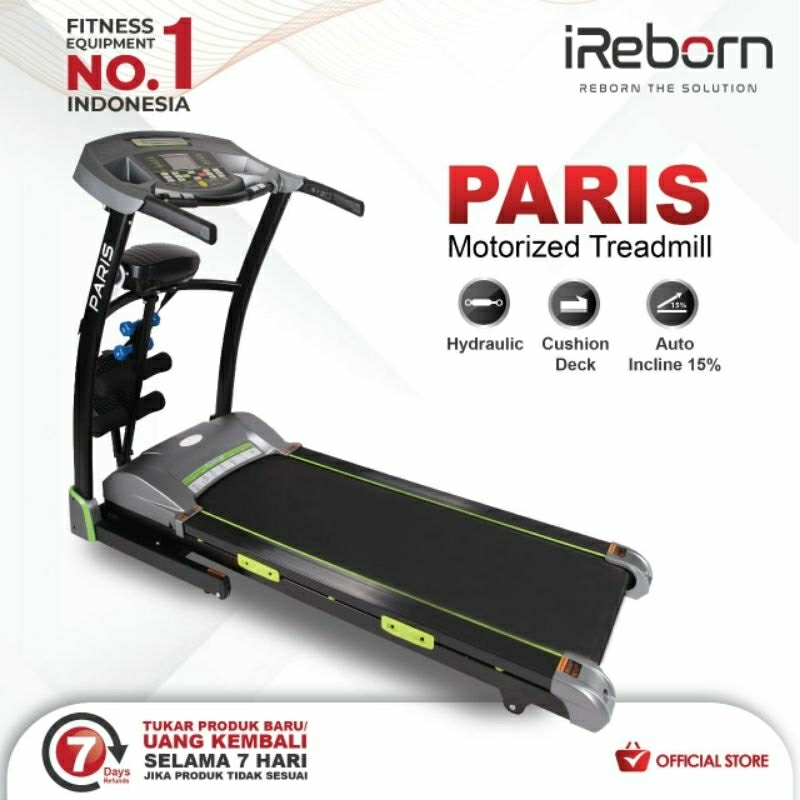 TREADMILL ELEKTRIK 3 FUNGSI IREBORN PARIS
