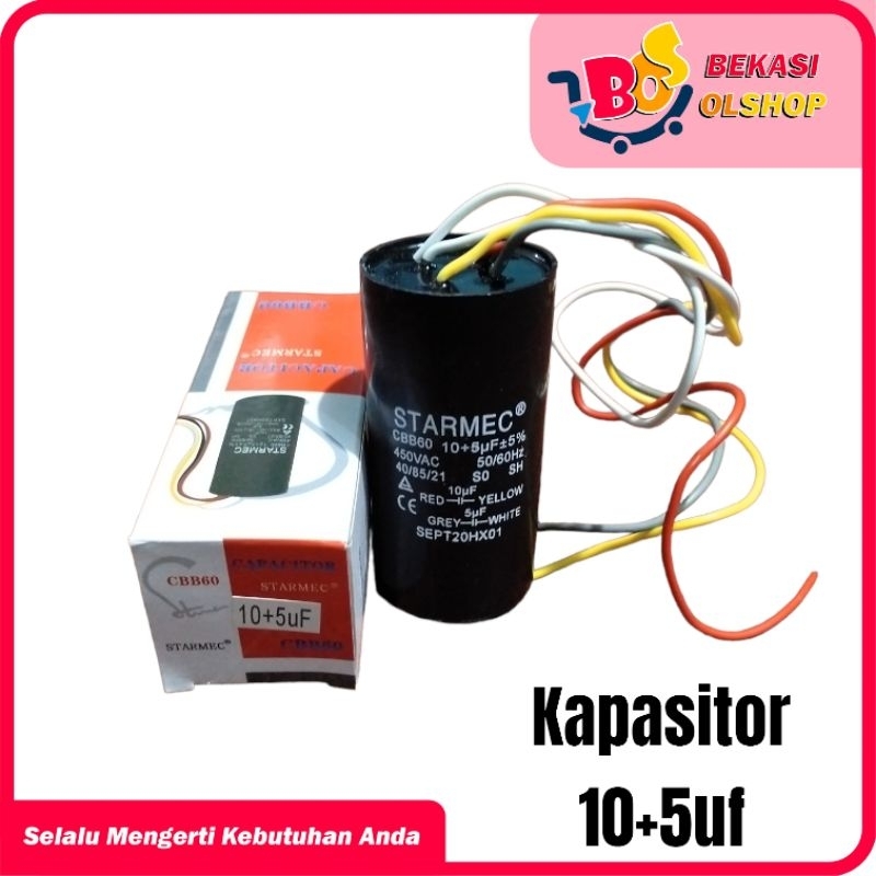 Kapasitor Mesin Cuci Double 5-10 uf 450v atau 6-12 uf