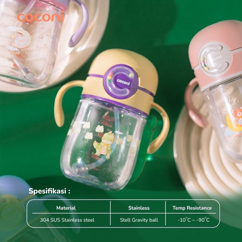 Coconi Tritan Weighted Straw Cup 270ml Botol Minum Anak Tritan dengan pemberat