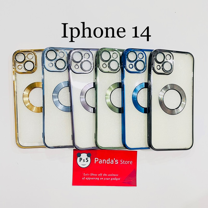 Softcase Iphone 14 Lens Protector Circle Chrome Logo Clear Case