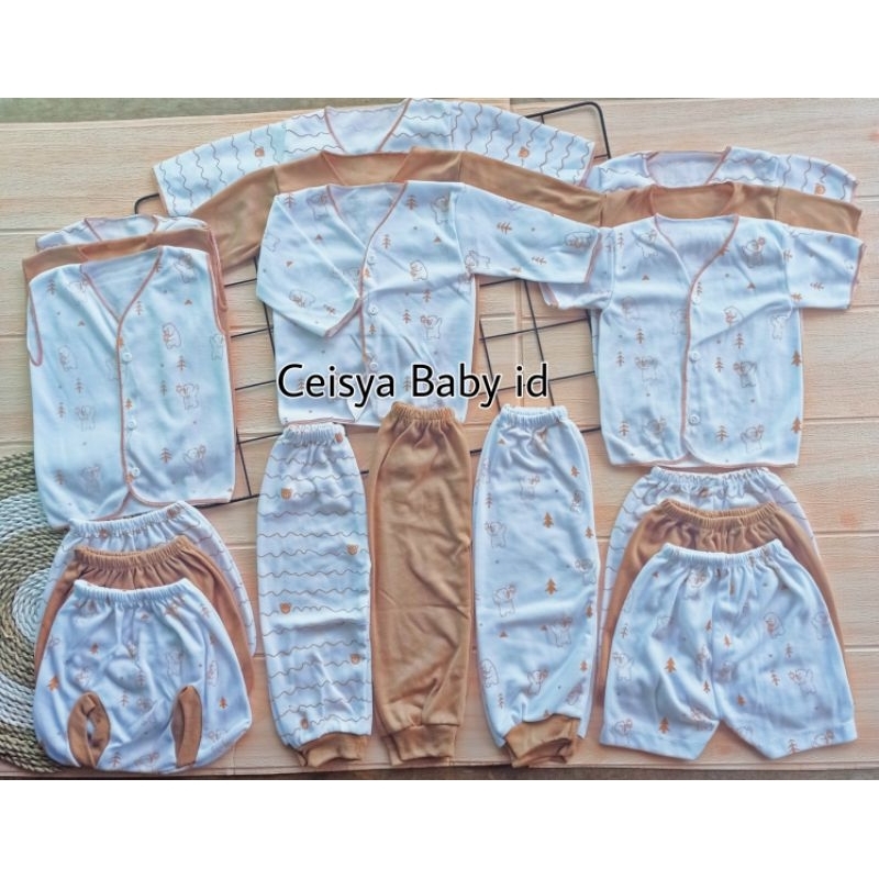 Perlengkapan Baju Bayi New Born 18 pcs seri coklat