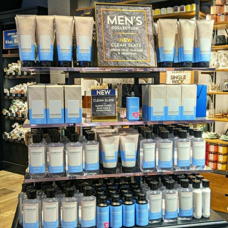 BATH AND BODY WORKS BBW MENS COLLECTION CLEAN SLATE SERIES BODY CREAM 226 G &amp; 70 G 2IN1 3IN1 HAIR , FACE &amp; BODY WASH 295 ML &amp; 88 ML DEODORIZING BODY SPRAY 104 G MINI COLOGNE 100 G &amp; 15 ML SHAVE GEL 191 G ROOMSPRAY 42,5 G POCKETBAC HANDCREAM 29 ML