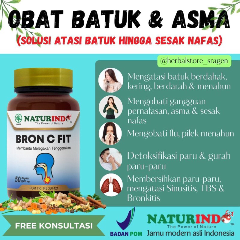 Vitamin herbal Naturindo - Bron c fit (pernafasan)