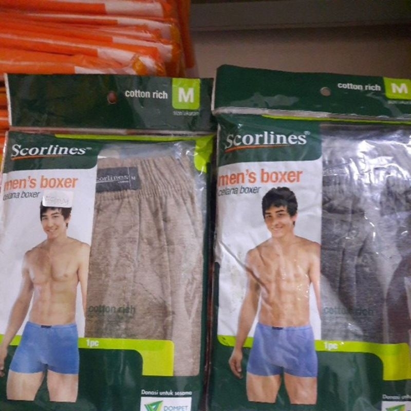 Scorlines Mens Boxer ukuran M/ Celana Boxer pria ukuran M (1 pcs)