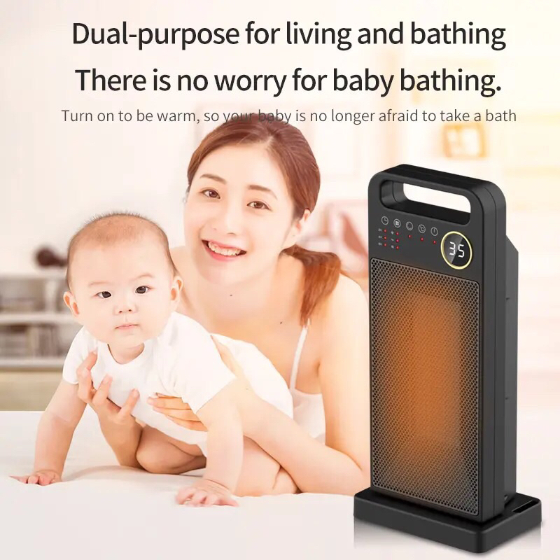 Heater for Room Remote Control Electric Heating Touch Screen Heaters Household Vertical 120 Degree Shaking Head Heater