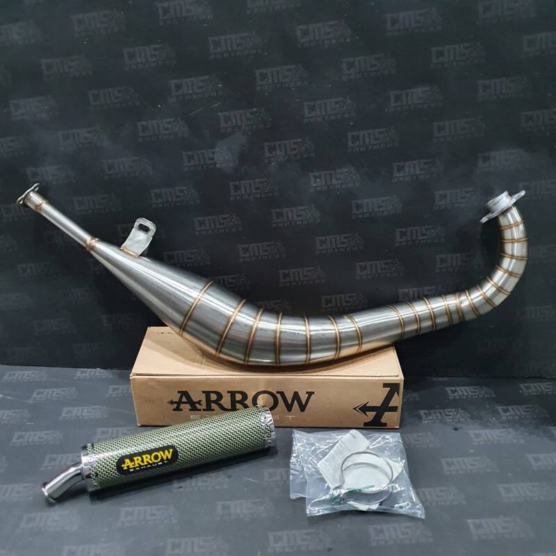 Knalpot Racing Arrow 2T Yamaha RXZ Lavida Stainless Full System Original