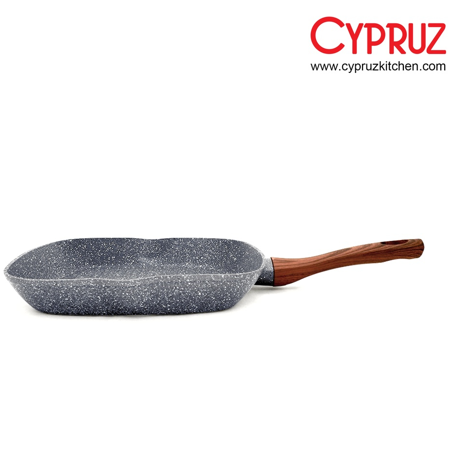 Cypruz Grey Marble Grill Pan Panci Anti Lengket