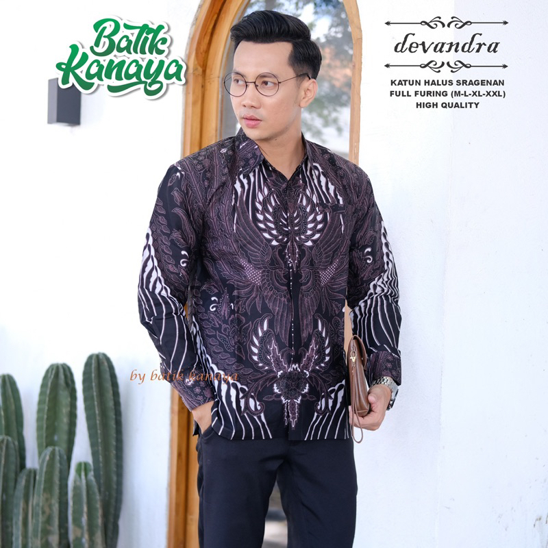 DEVANDRA kemeja batik pria Full Furing Bahan Katun PREMIUM