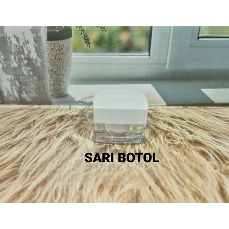 POT CREAM ACRYLIC 10GR KOTAK / POT AKRILIK SQUARE JAR PUTIH 10 GRAM