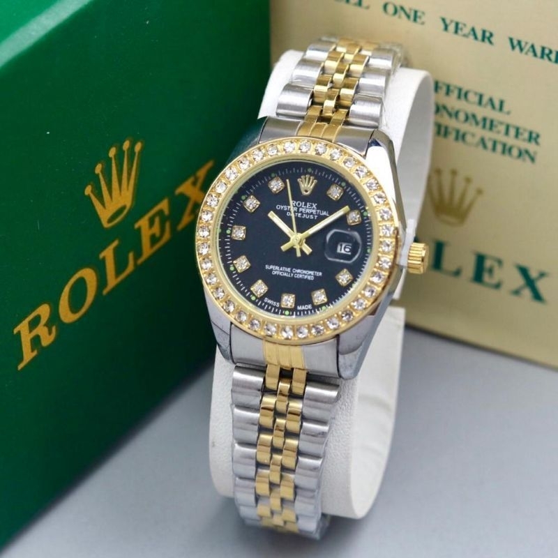 Premium/jam tangan wanita Stainles Rolex Tanggal Aktif Full set