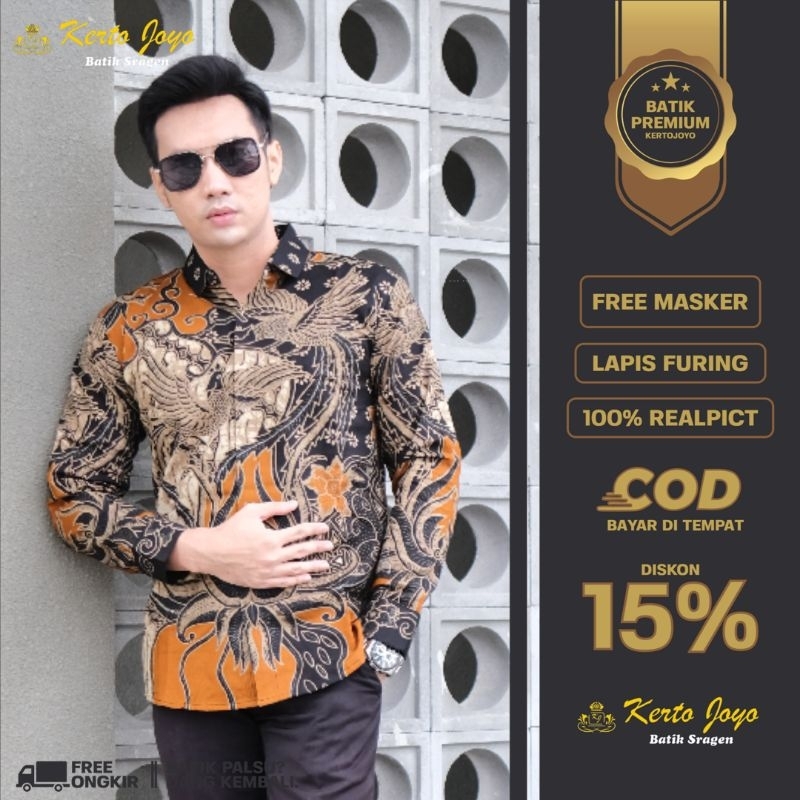 baju batik cowok premium slimfit terbaru termurah batik kertojoyo size lengkap bisa costum size