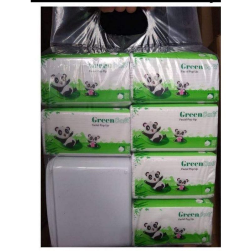 Tissue Green Soft Panda isi 6 Free Kotak Tisu
