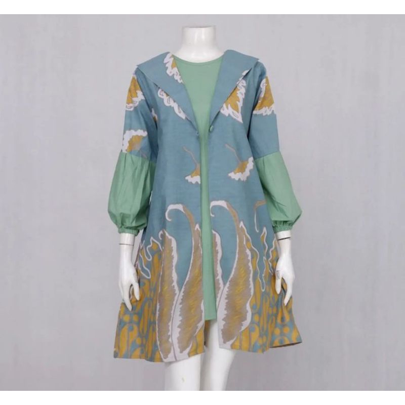 Tunik Dres batik wanita modern solo recommended bahan katun jahitan rapi lengan model balon