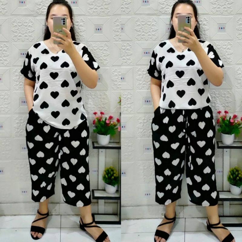 CNC - Trendy Dan Modis Stelan Andin/Stelan kombinasi Celana 7/9 Rayon V Standar XL