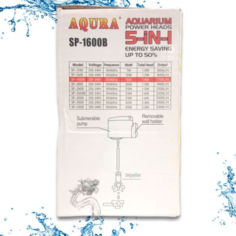 Promo Murah Pompa Aquarium AQURA 5IN1 SP 1600B
