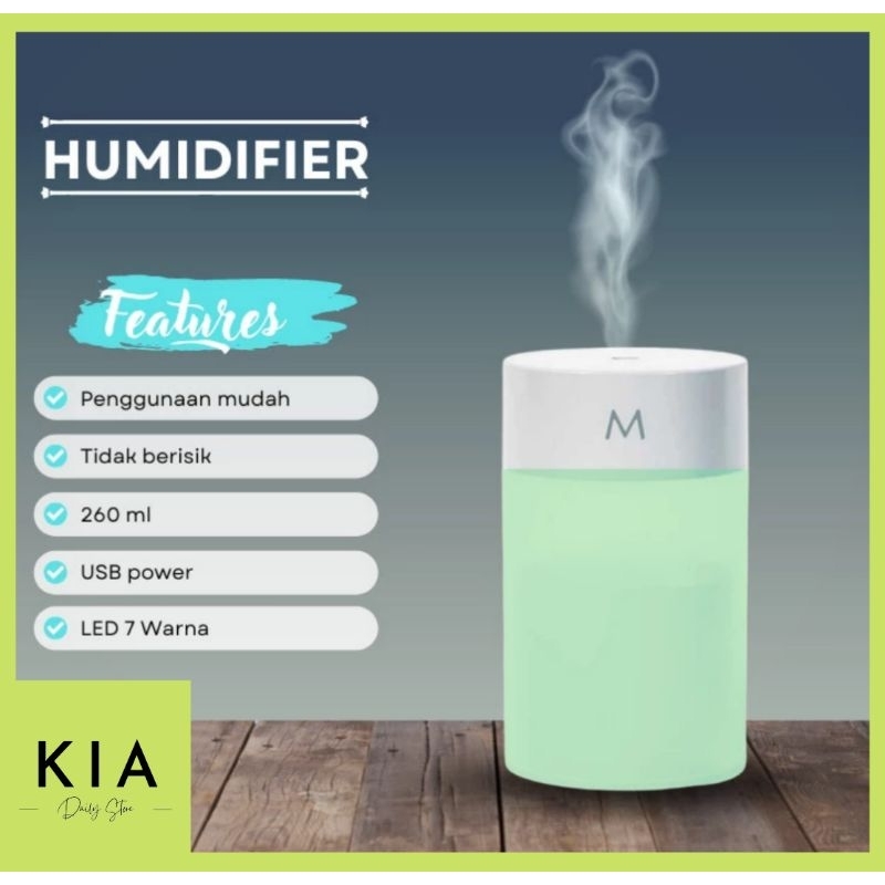 H2O Mini Air Humidifier Diffuser Aromatherapy Portable 7 Warna LED RGB 260ml Pengharum Ruangan Pelembab Udara Purifier Oil Burner Essential Oil Penjernih Udara Aroma Terapi Minyak Esensial