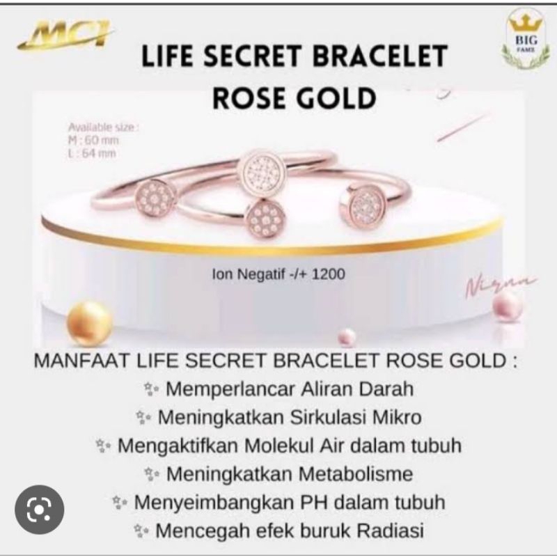 gelang rose gold Ori Mci ukuran M