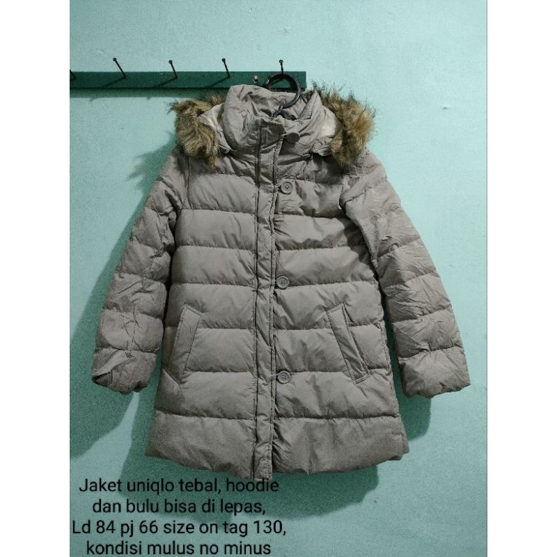jaket anak tebal bulu hoodie uniqlo