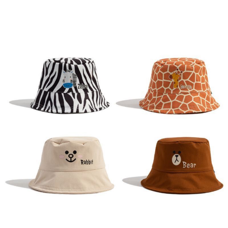 BUCKET HAT TOPI ANAK MOTIF ZEBRA JERAPAH BEAR  UNTUK ANAK UMUR 1 - 8 TAHUN