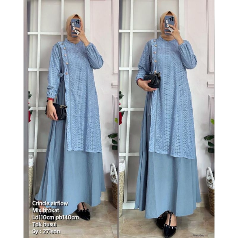 Gamis Crinkle mix Brukat by Syifa Kasyifa
