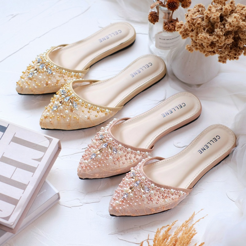 CELLENE KHAI flat beads bassic / wedding shoes flat payet sepatu pengantin