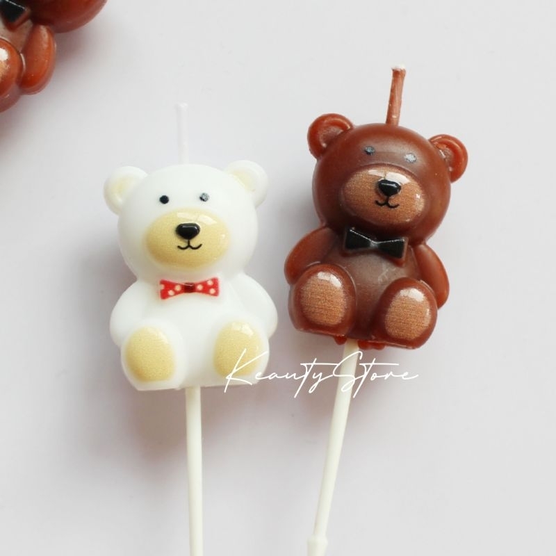 lilin aesthetic korea bentuk bear beruang, lilin ultah, lilin ulang tahun, birthday candle, jual can