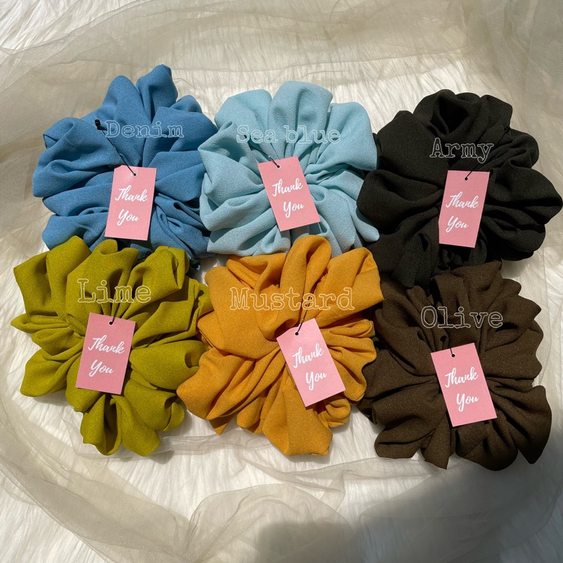 SCRUNCHIE ORI BAHAN DIAMOND PREMIUM CEPOL HIJAB KEKINIAN MURAH