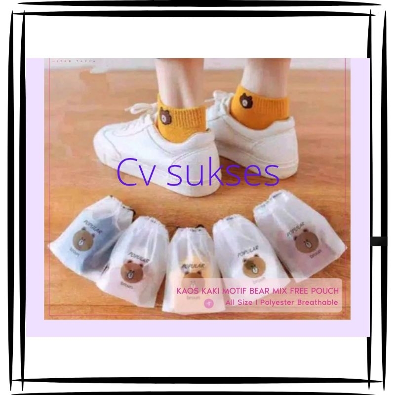 10 PASANG KAUS KAKI IMPOR FREE POUCH BEAR/10 PCS KAOS KAKI IMPORT