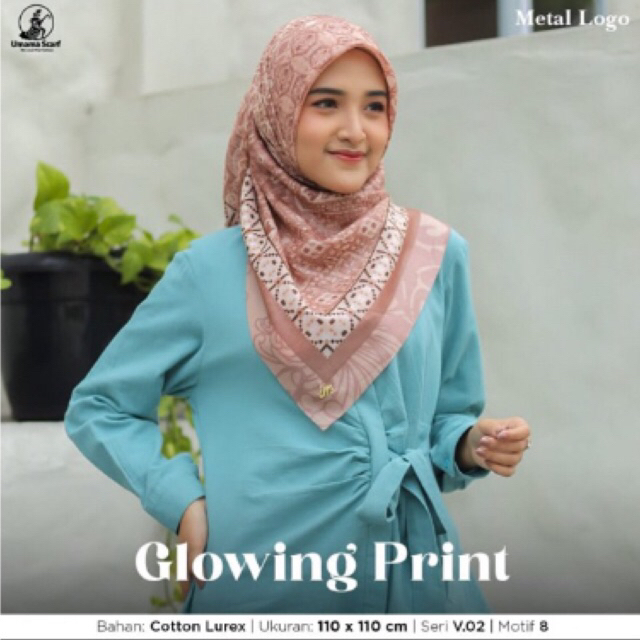 JILBAB HIJAB KERUDUNG SEGI EMPAT UMAMA GLOWING PRINT LASER CUT