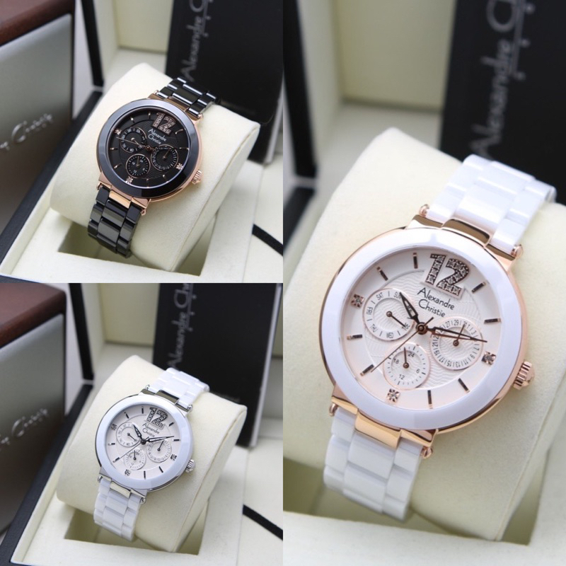 JAM TANGAN WANITA ALEXANDRE CHRISTIE AC 2359 BF ORIGINAL CERAMIC GARANSI RESMI 1 TAHUN