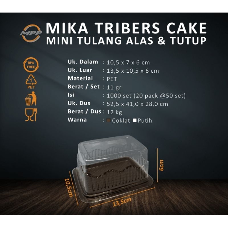 Mika kue mini tulang triber cake alas+tutup isi 50pcs