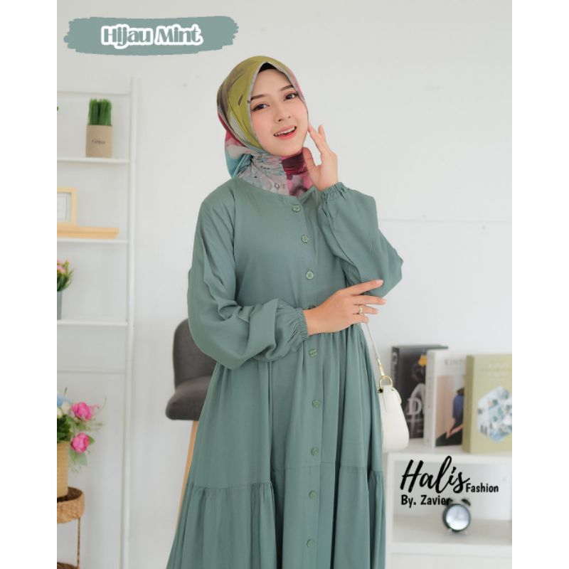 Gamis Susun Tiga by Halis Fashion | Gamis Rayon Twill Halis Fashion