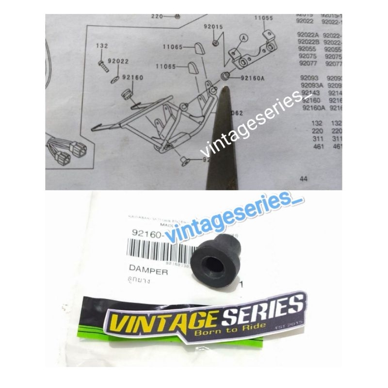 karet atas breket lampu depan bulat Ninja SS Original 92160-1303