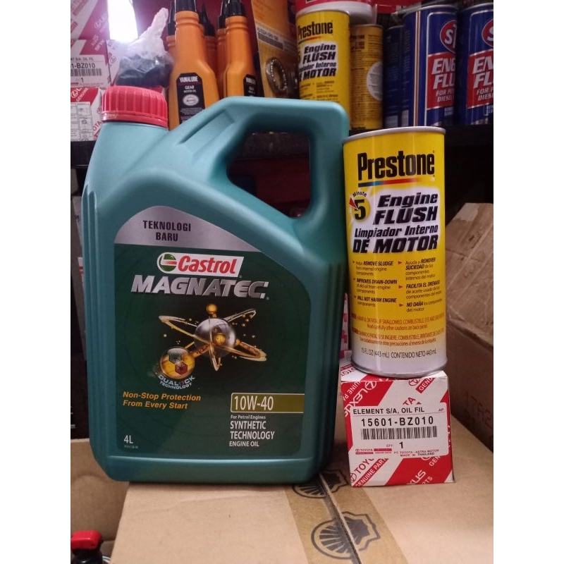 PAKET GANTI OLI MOBIL CASTROL MAGNATEC 10W 40 + ENGINE FLUSH + FILTER OLI AVANZA XENIA RUSH TERIOS