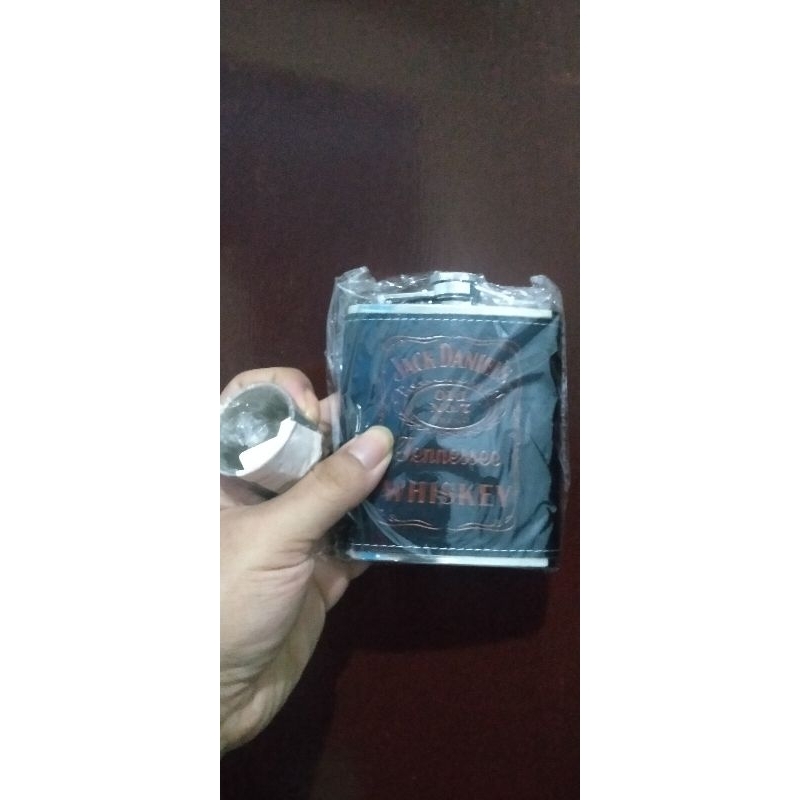 Hip Flask 7oz plus corongnya stainless plus kulit